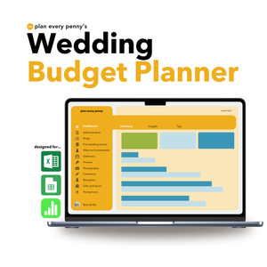 Wedding Budget Planner. Budget your wedding from beginning to end (literally). From the proposal to the honeymoon and everything in between. Budget per guest, per invitation, per event. Everything you need in one simple, easy to use budget.