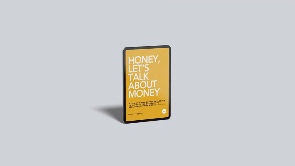 A video of the conversation guide for couples discussing money on a tablet.